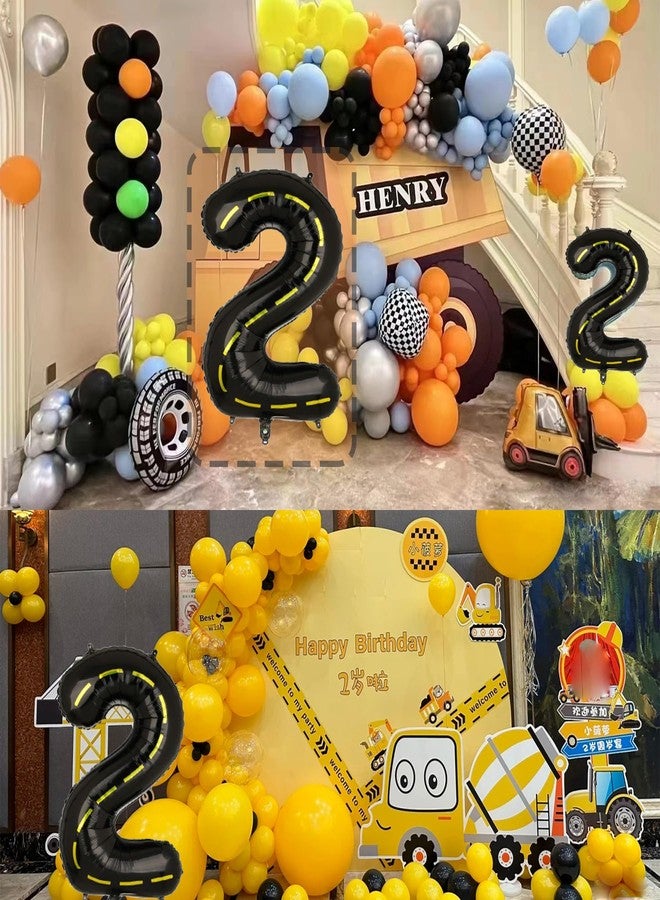 HEPAPATE Construction Themed 2nd Birthday Party Balloon,40 Inch Big Mylar Foil Construction Number Balloon 2 Black for kids Birthday Party Decoration,Construction Themed Party Decorations Supplies - Image 5